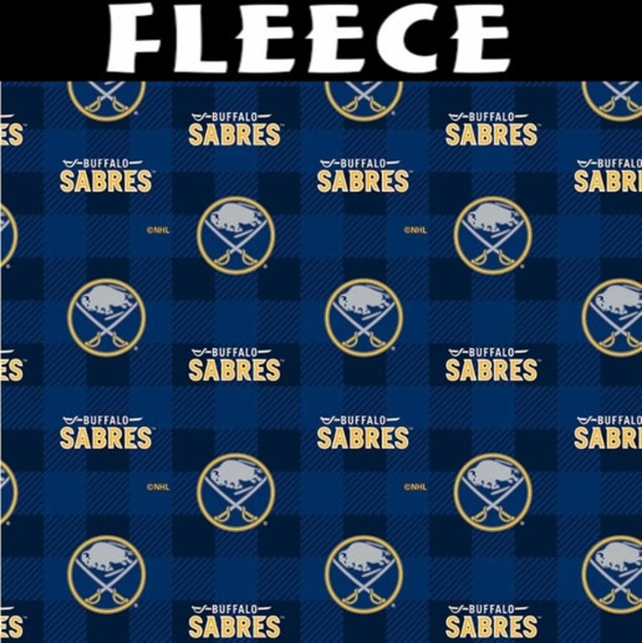 NHL Licensed Buffalo Sabres Buffalo Plaid 1190-SAB Fleece Fabric by the Yard